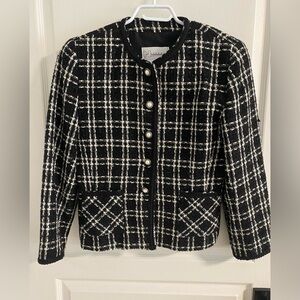 Elegant Black and White Plaid Blazer